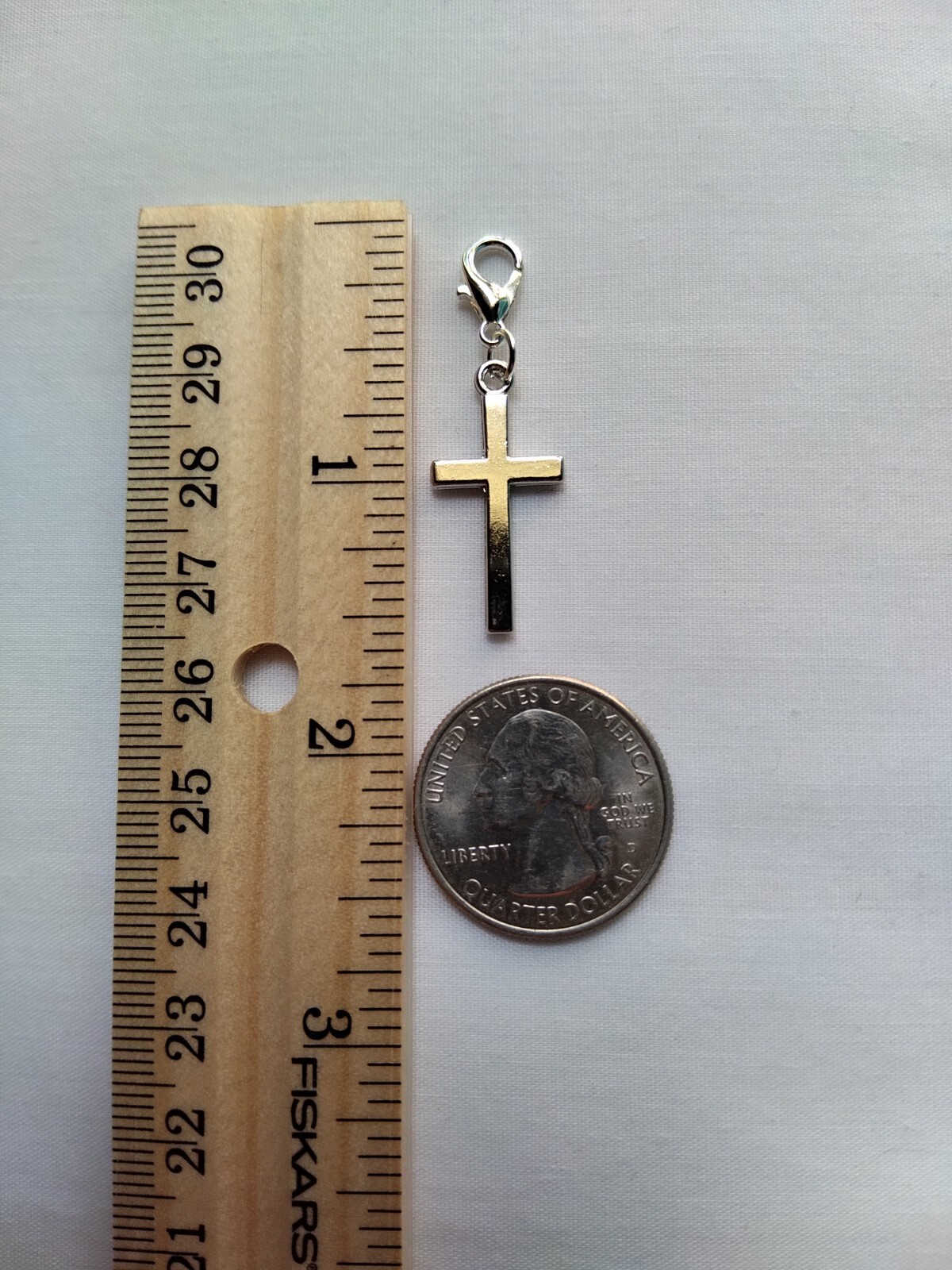 Clip on Cross Dangle Charm for Necklace Book Bag Zipper Pull Key Ring Chain Fob