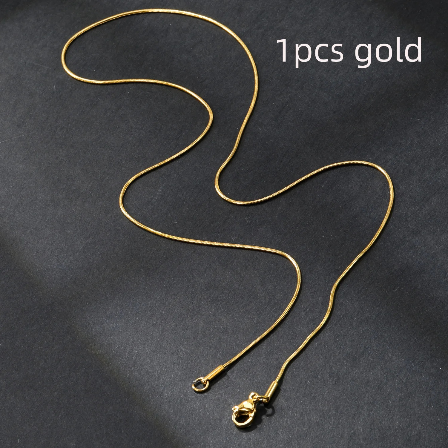 1pcs 1mm Golden Plated Snake Chains Necklaces No Fade Basic Jewelry