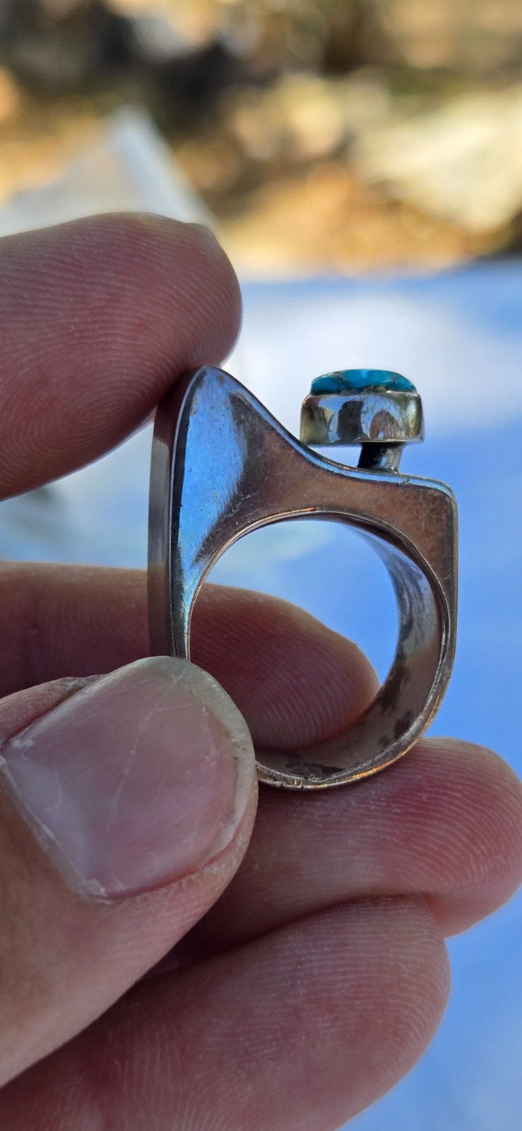 Old Pawn Southwest Native Style Sterling Silver 925 Turquoise Ring Size US 7
