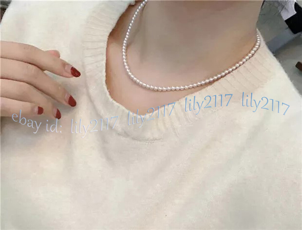 Mini AAA 2-3mm Real Natural White Akoya Pearl Necklace 14-25” 14k Gold Clasp