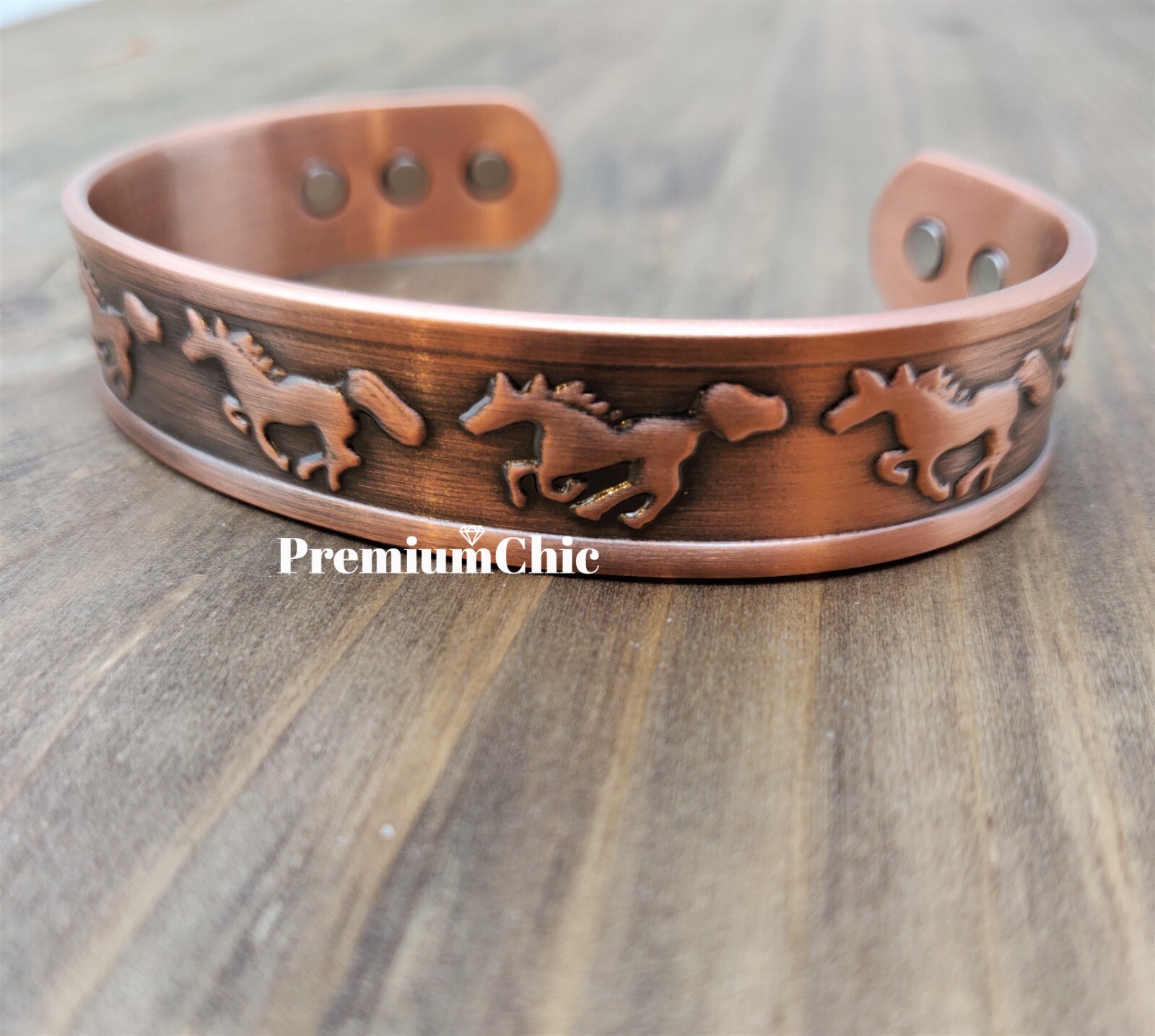 PURE SOLID COPPER Magnetic Bracelet Men’s Arthritis Therapy Horse Western Cuff