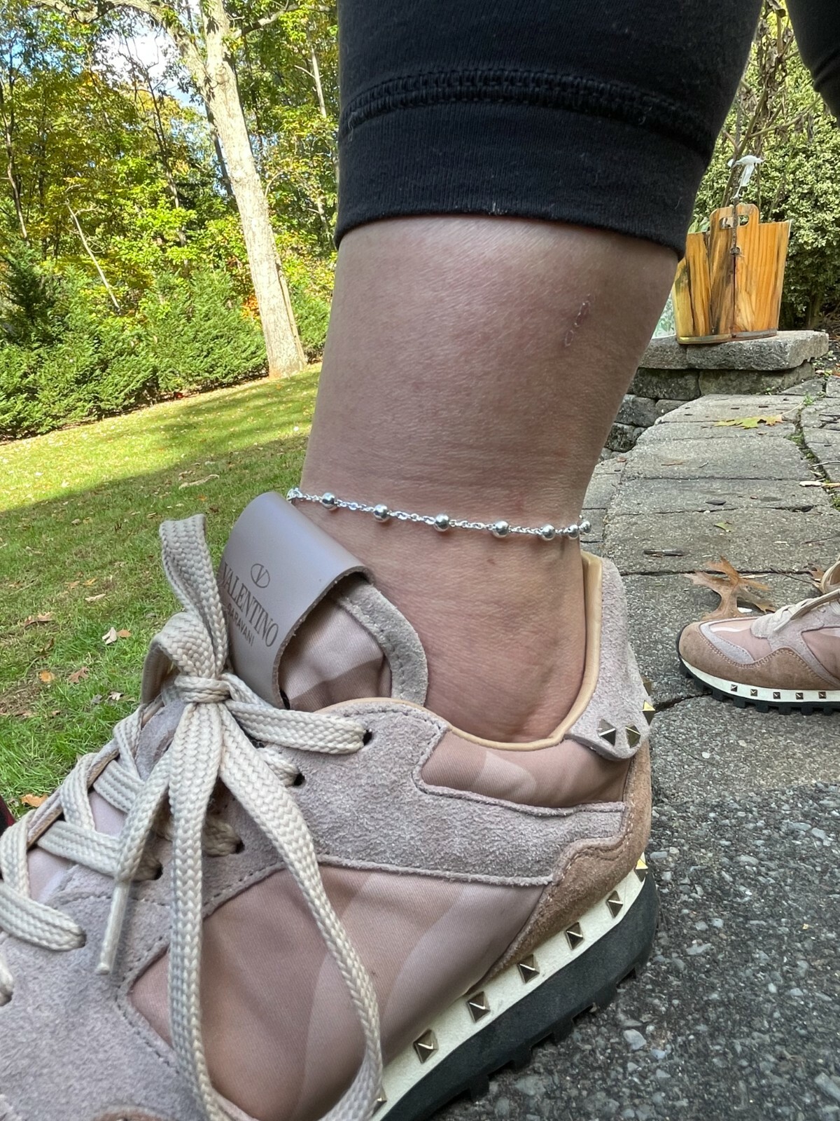 Ankle Bracelet Beaded Chain Anklet Real 925 Silver Adjustable Length 8″-11.5″