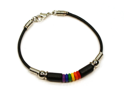 Pride Shack – Sweet Style Lesbian Gay Pride RainbowBlack Bead Wristlet Bracelet