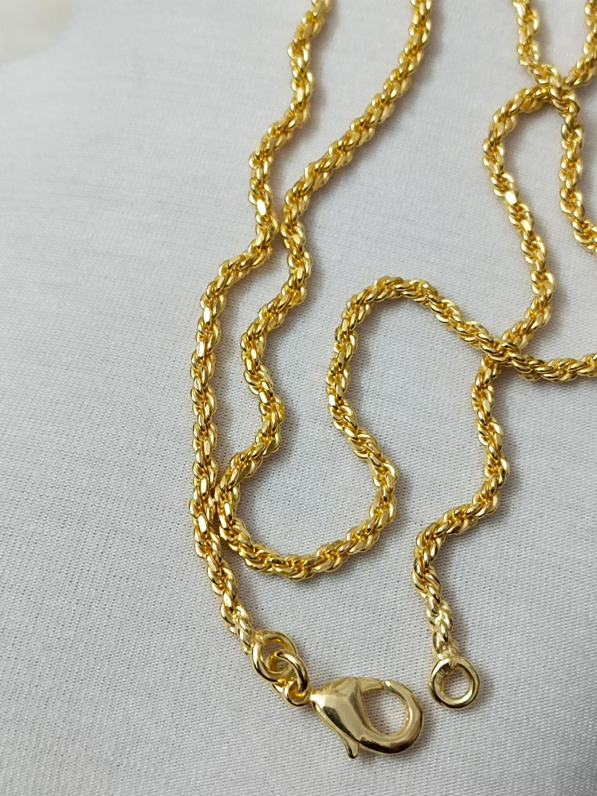 925 Sterling Silver Rope Chain 18k Gold Plated Rope Chain Handmade Chain