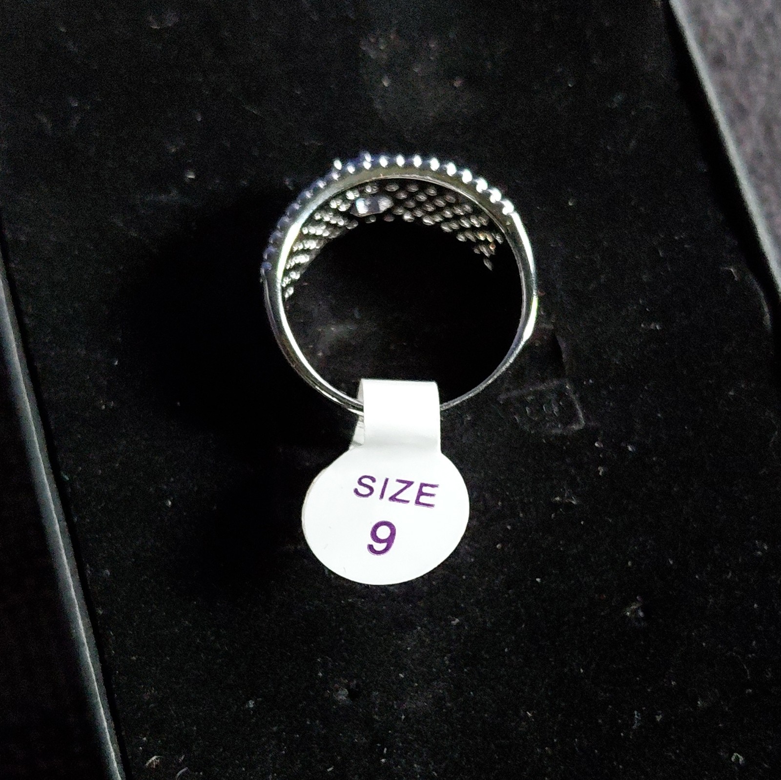 SHE’S BEAUTY AND GRACE- Rhodium CZ Pavé Band- BP-size 9- Dec Birthday 2023