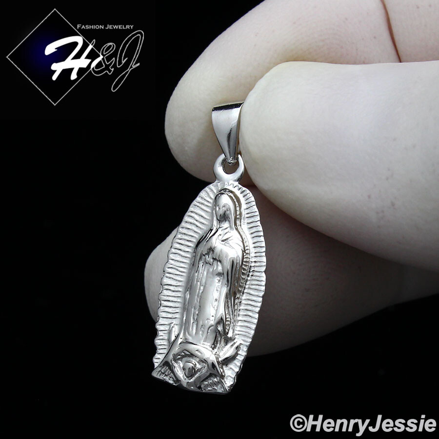 MEN WOMEN 925 STERLING SILVER SIMPLE PLAIN SILVER VIRGIN MARY CHARM PENDANT*S339