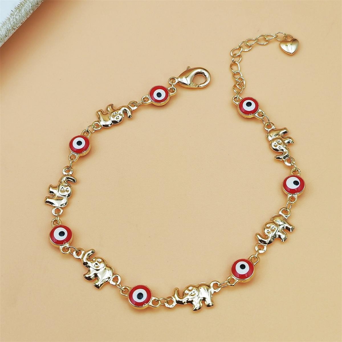 1-Piece Plated Finish Handmade Evil Eye Elephant Bracelet, Sports Wristband for