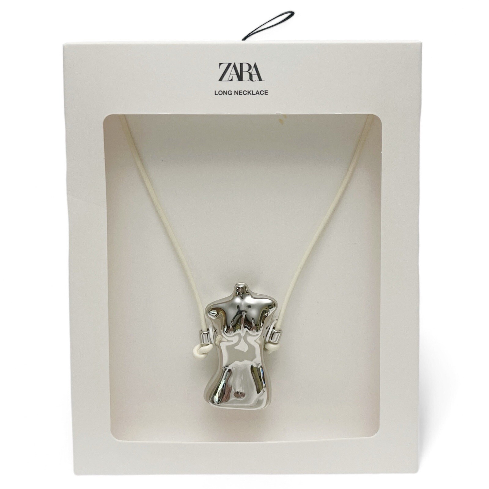 Zara Polished Silvertone Female Nude Figure Torso Long Necklace NEW 1856/042