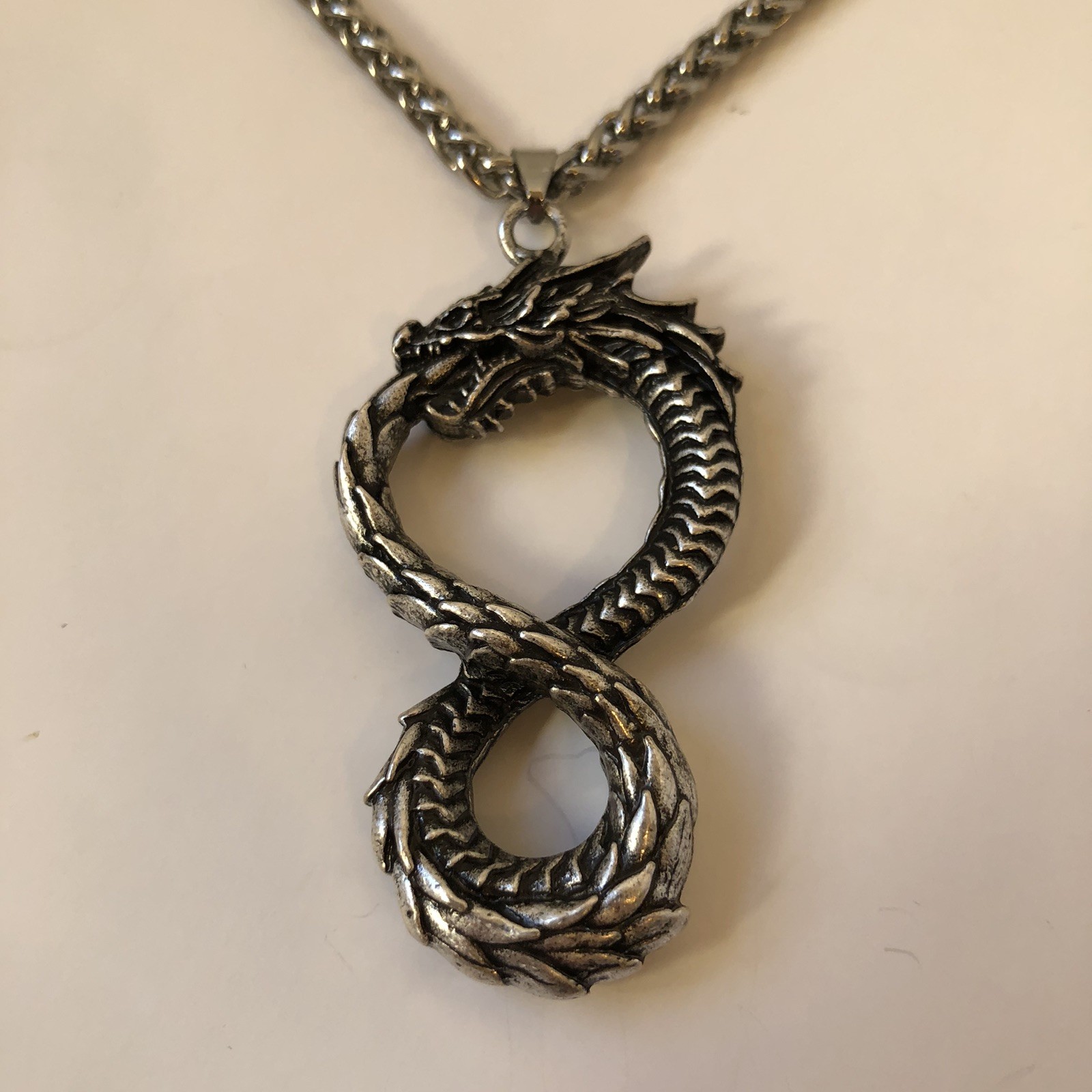 Gothic Viking Snake Dragon Pendant Necklace Nordic Ancient Mythology Tail NEW EX
