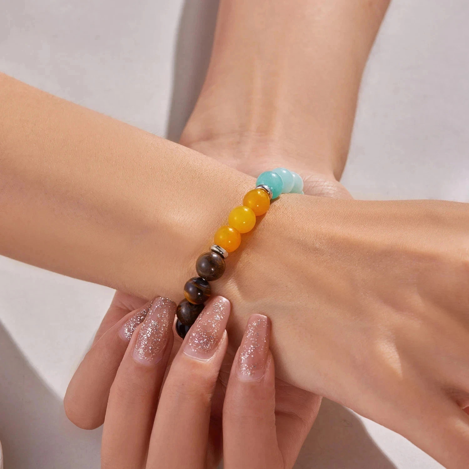 Natural Stone Symbolic Beaded Bracelet Women Men Anxiety Relief Protection Money