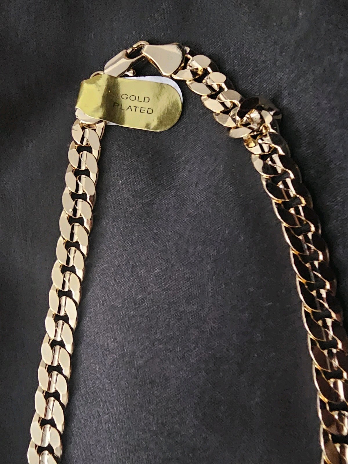 34in. 14k Gold Plated on brass THICK 6.5mm diamond cut Cuban Link Chain