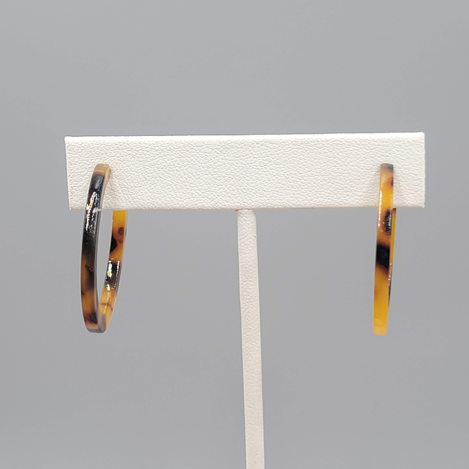 Acrylic Tortoise Hoops Pierced Earrings 1.25 in