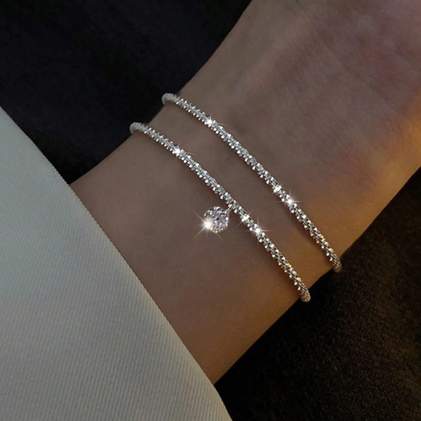 Women’s 925 Sterling Silver Multilayer Snake Chain Foot Ankle Bracelet New USA