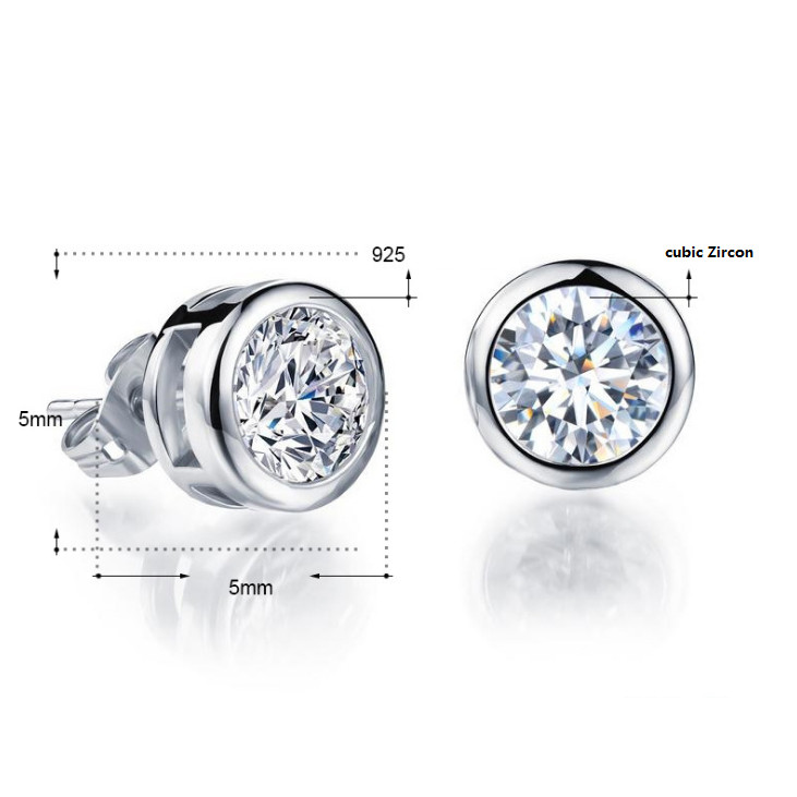 925 Sterling Silver Diamonique CZ Basket Round Stud Earrings 5mm 0.5ct 1tcw A22