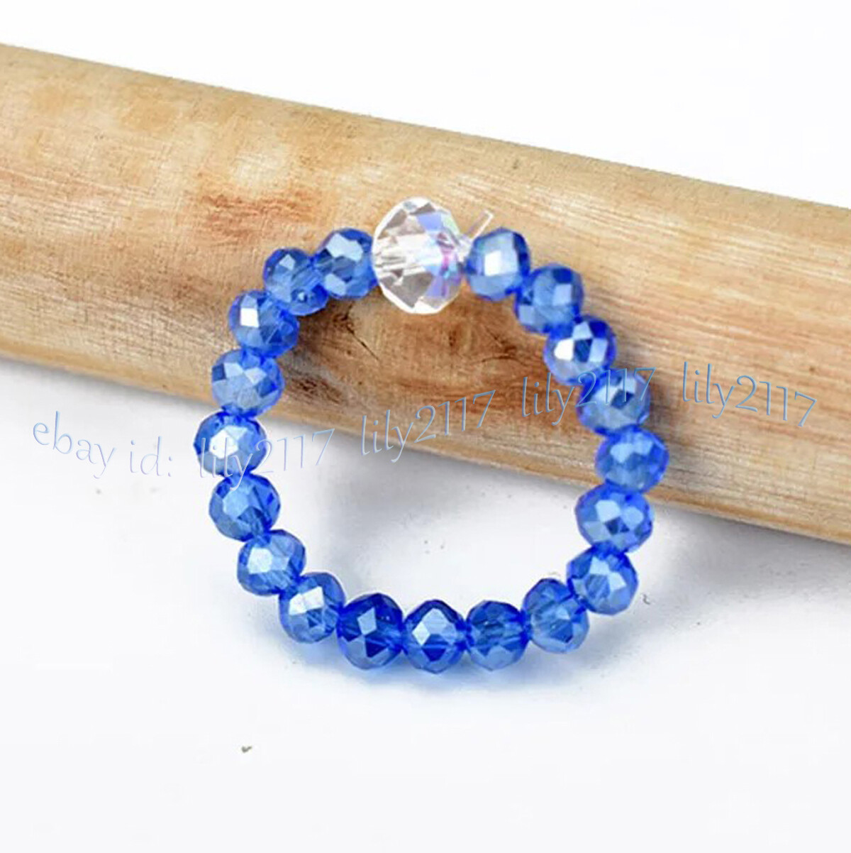 Faceted Multicolor Crystal Beads Adjustable Stretchy Finger Rings Couple Rings