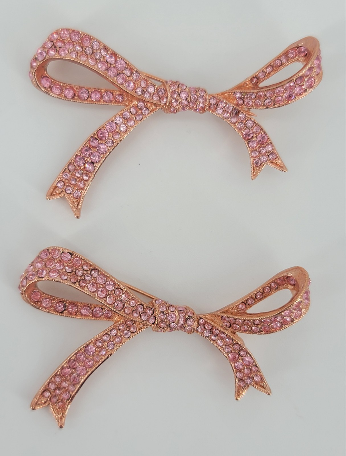 Lot of 2 KJL Marked Kenneth Jay Lane Pink Bow Brooch Pins