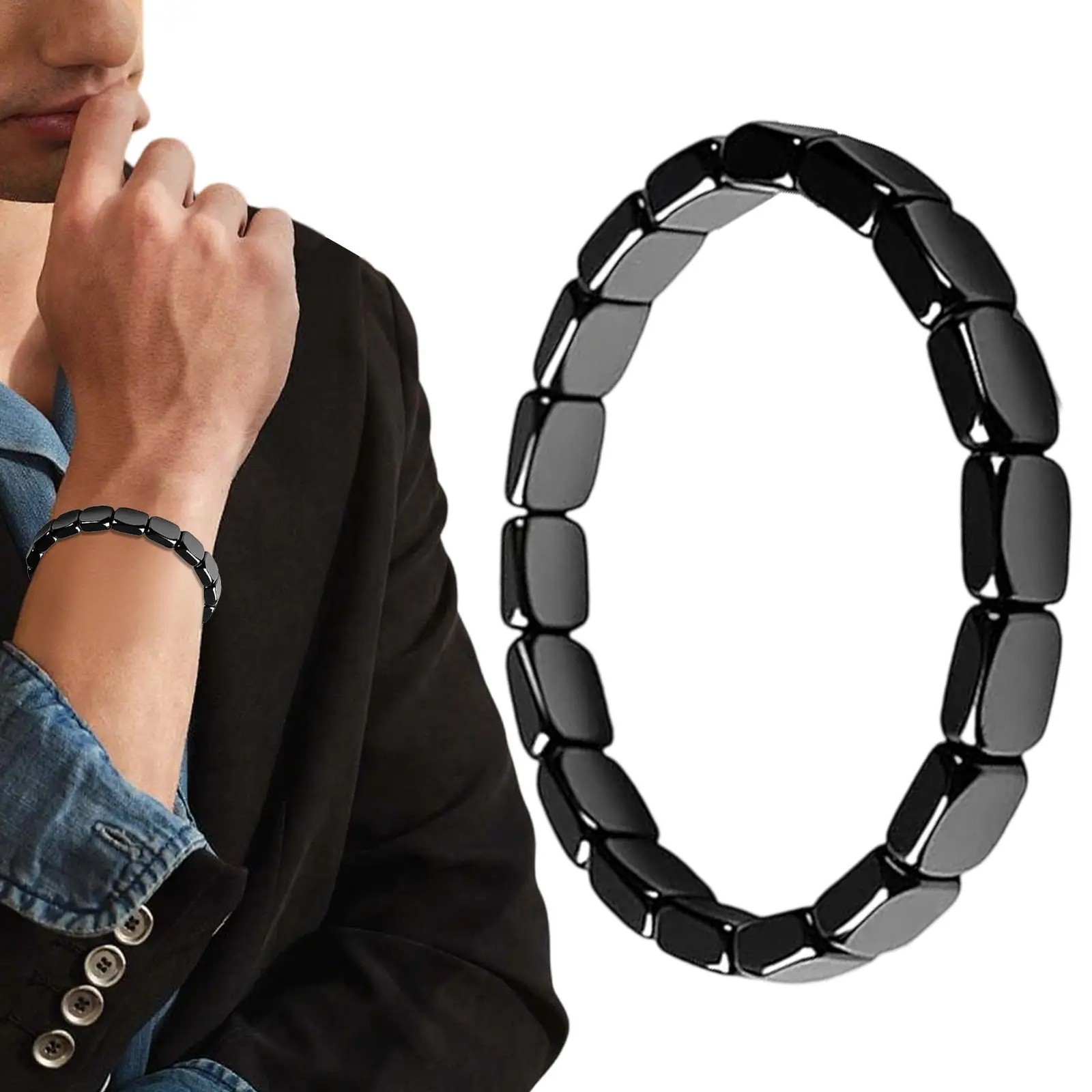 Hemys Hematite Bracelet for Men, 2025 New Hemios bracelet Male Energy Jewelry