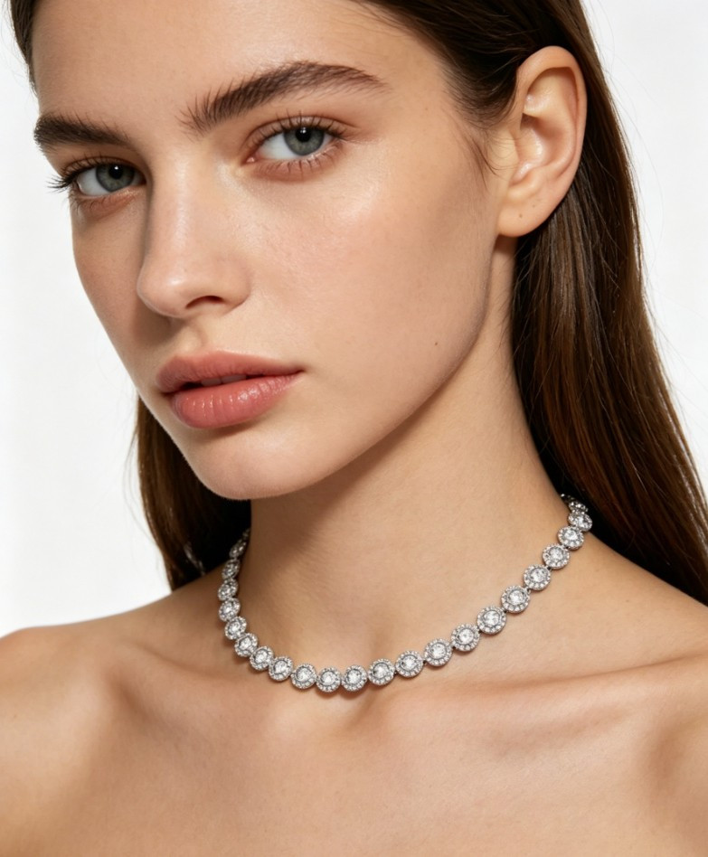 Swarovski Una Angelic Tennis Necklace – Clear Crystal Silver Chain Gift +box US
