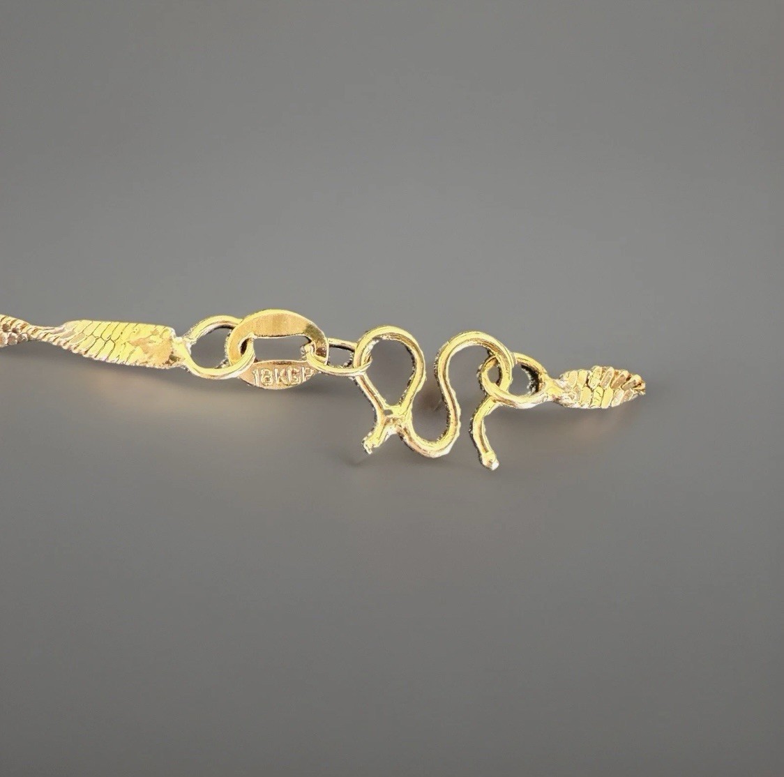 18K GP Twisted Herringbone Chain Necklace; Approx. 17”