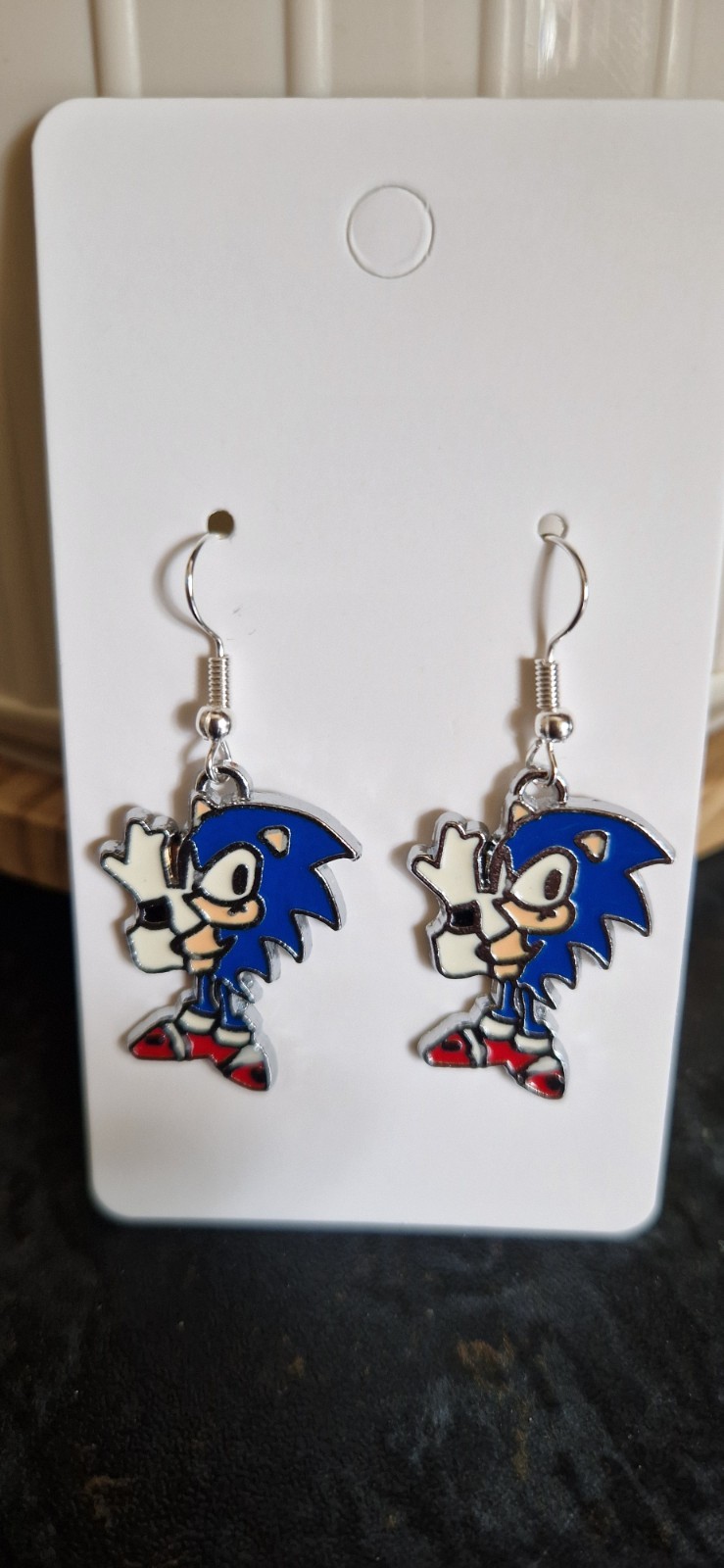 Sonic The Hedgehog Earrings In Organza Gift Bag