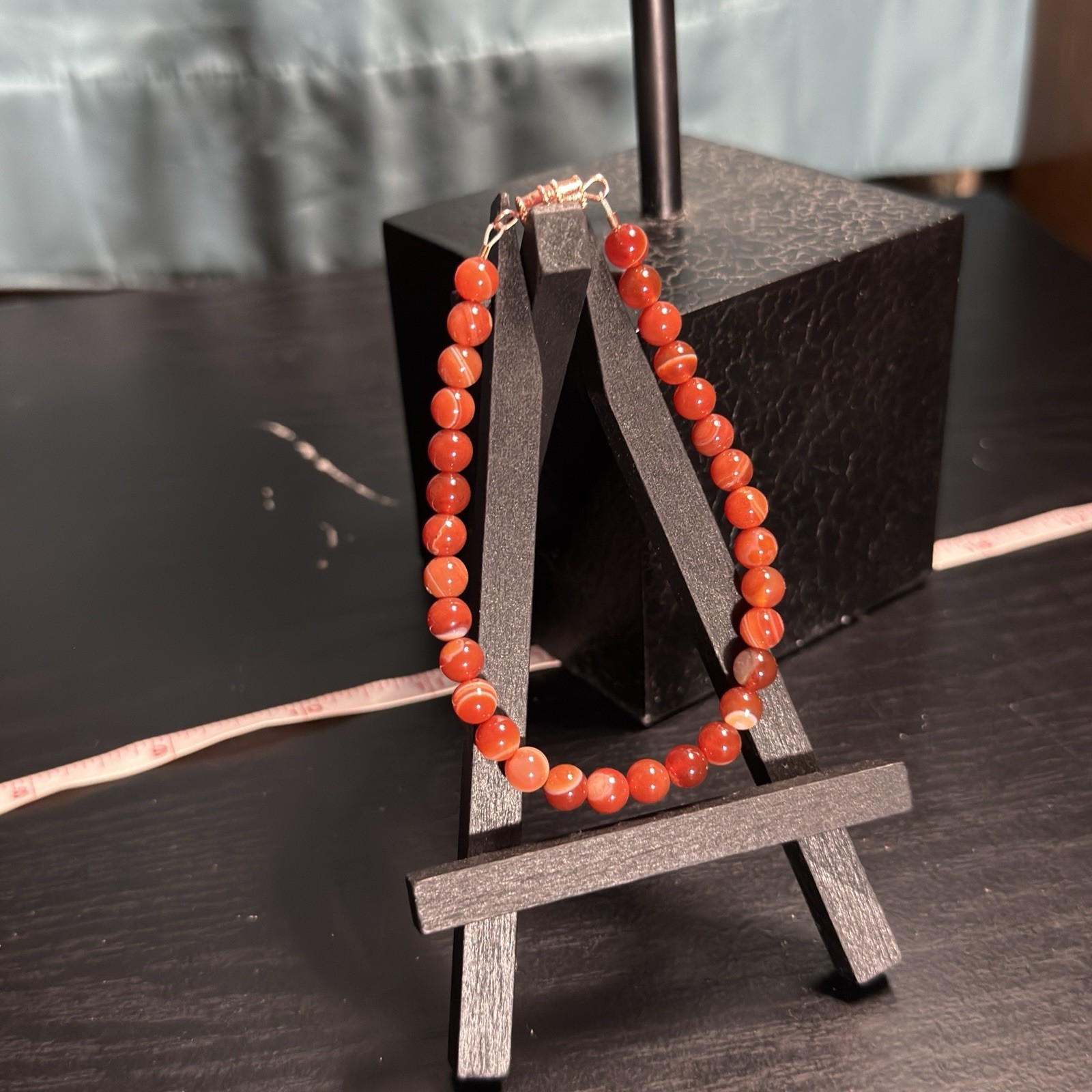 Carnelian Agate Natural Gemstone Bead Bracelet | Smooth Round 6mm