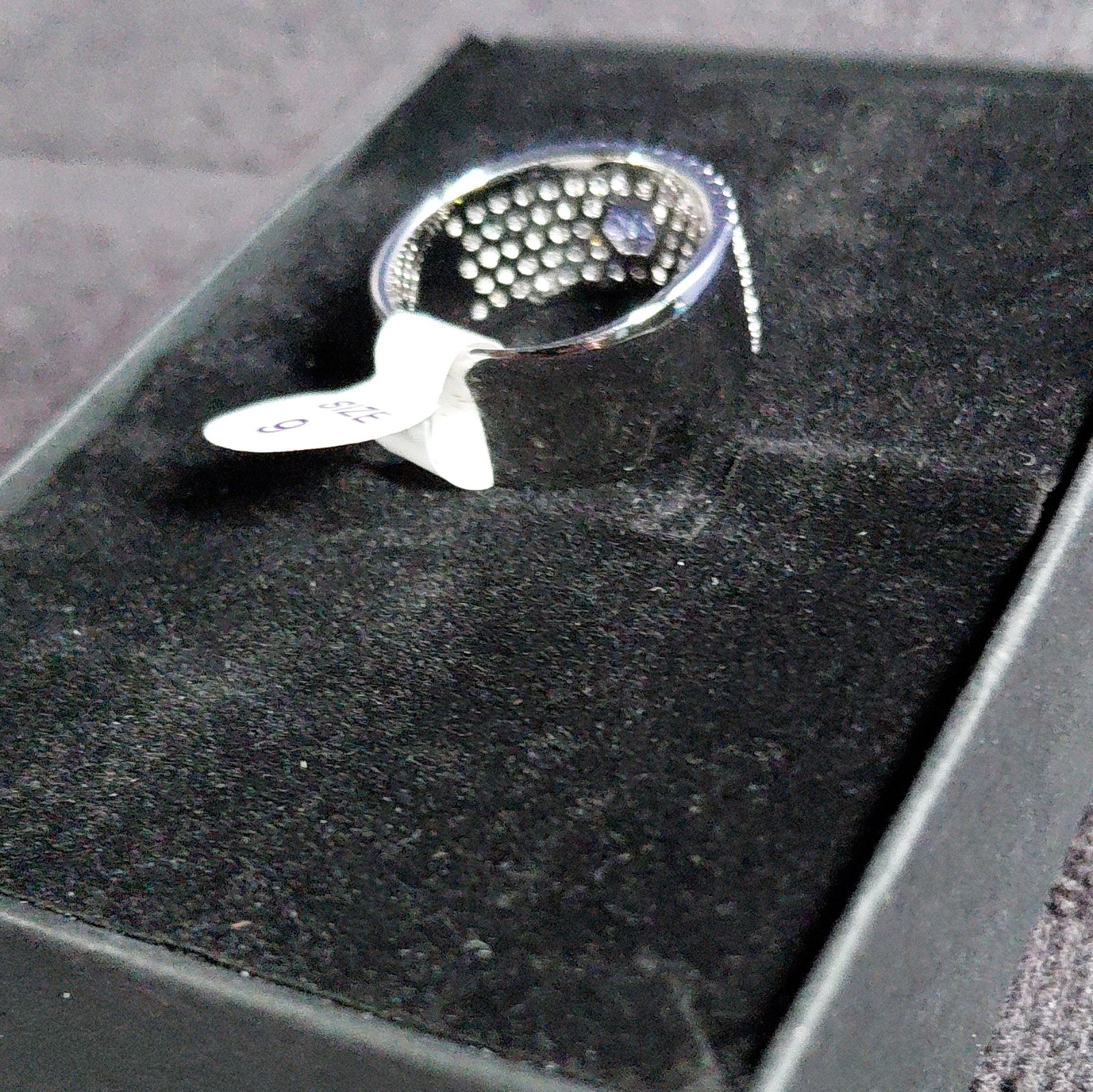 SHE’S BEAUTY AND GRACE- Rhodium CZ Pavé Band- BP-size 9- Dec Birthday 2023