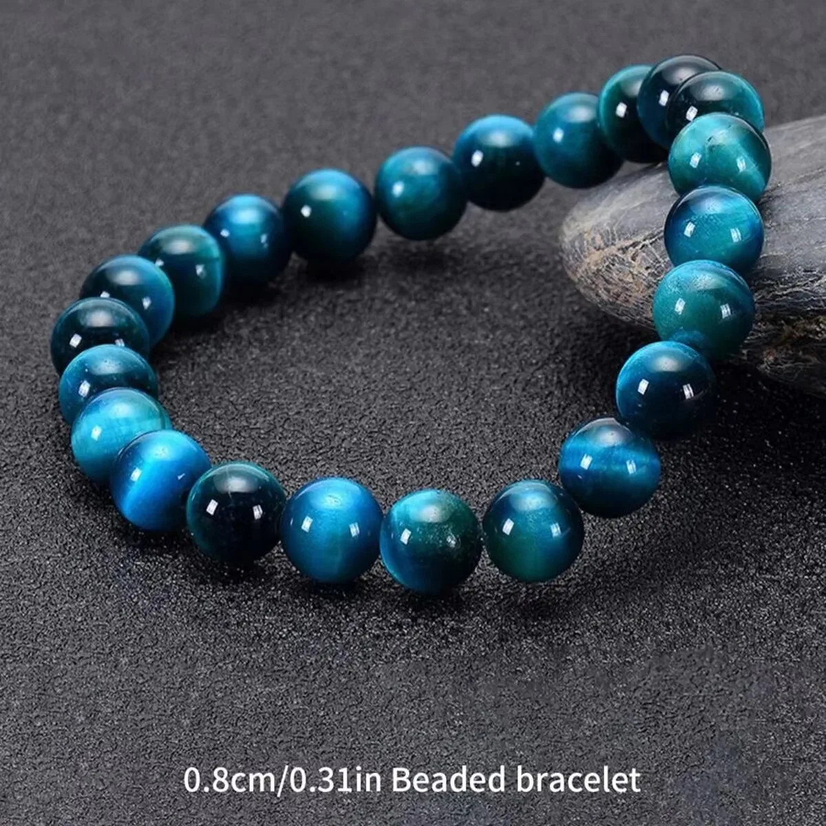 pulsera minimalista de cuentas de piedra ojo de tigre azul de 6/8/10mm pulsera