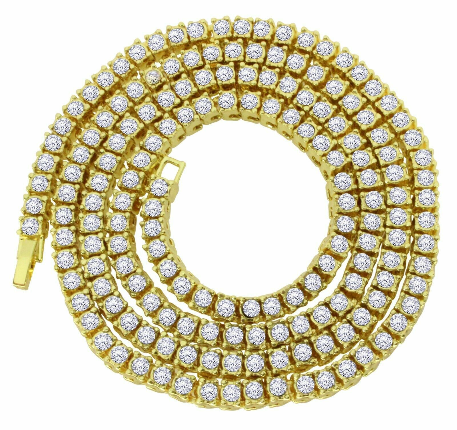 Gold Plated Alloy Large PRE & Iced Cubic Zirconia Cuban & Tennis Chain Necklace