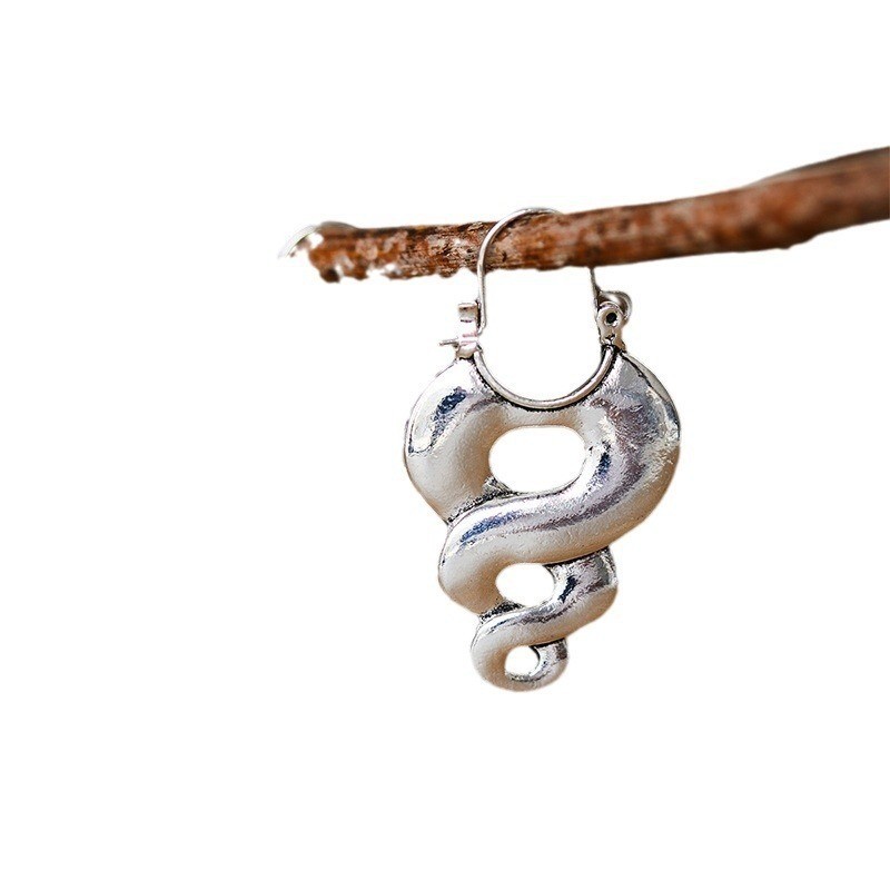 Women’s Silvery Spiral Pendant Ear Buckle Retro Geometric Zinc Alloy Earrings