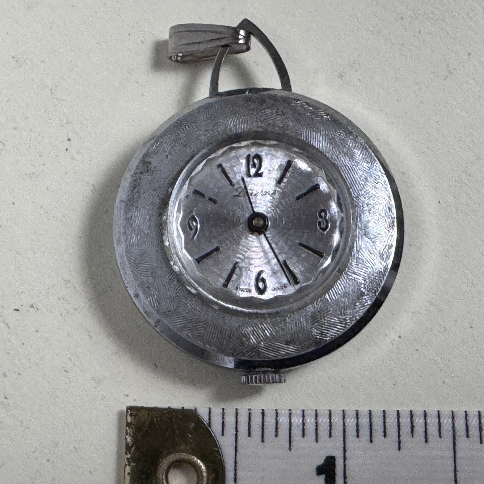 Vtg Swiss Made Lucerne Mechanical Wind Up Necklace Pendant Watch 33mm Runs AS-IS