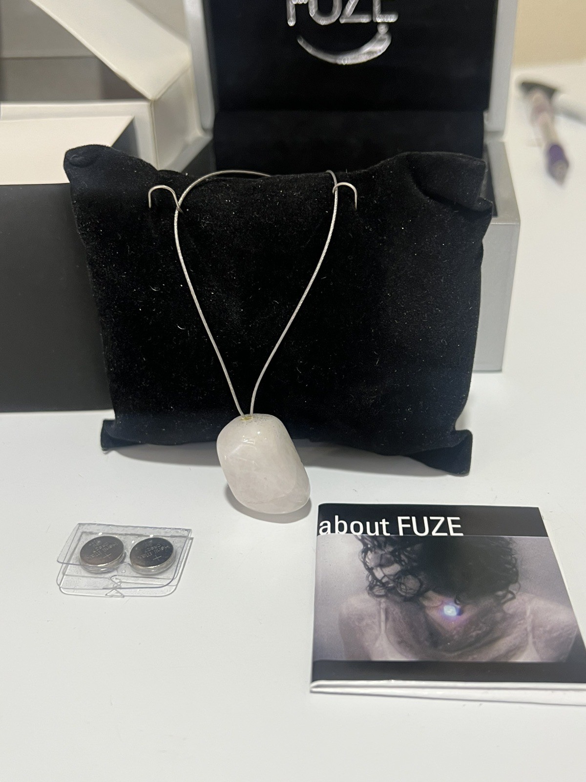 FUZE Color Changing LED Polished Stone Pendant Necklace 14 Inch Never Worn
