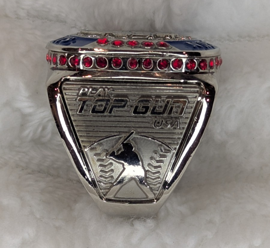Top Gun Sports USA Championship Ring Baseball Softball Tournament Bling Silver