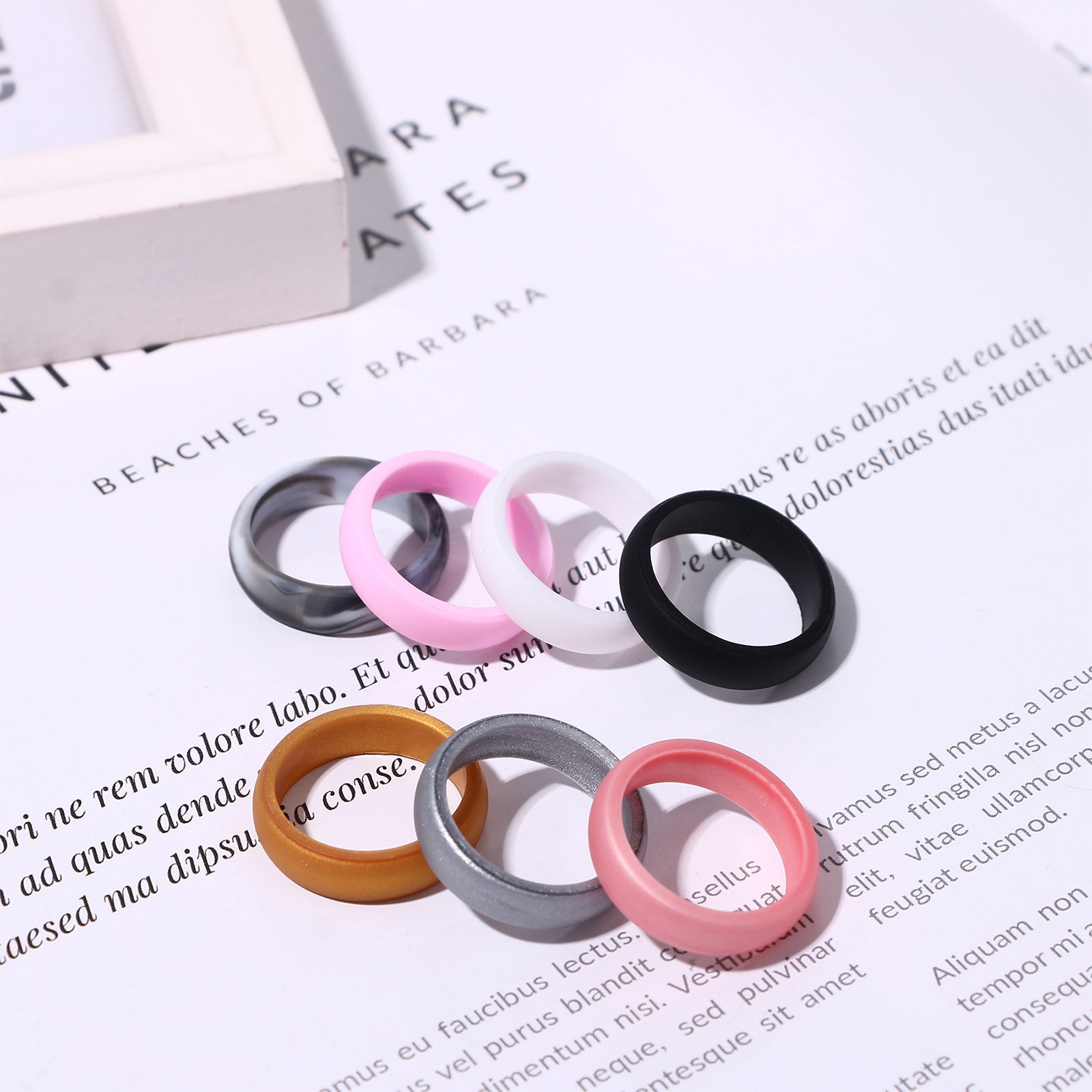 7Pcs 8MM Women Sporty Comfortable Silicone Fit Sports Wedding Ring Rubber Bands