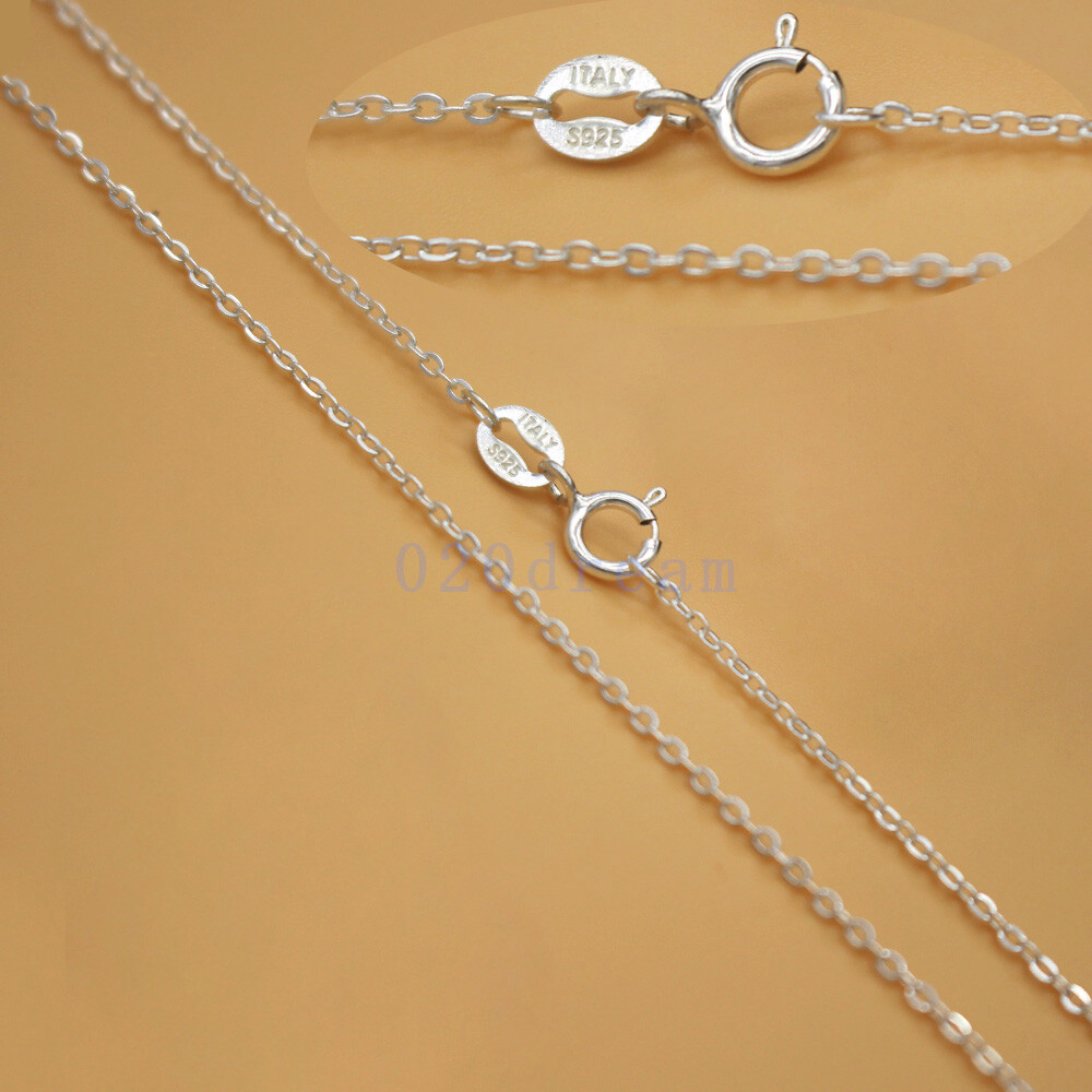 Real 925 Sterling Silver Necklace 1.2mm Trace Chain Thin 16-24″ Stamped Ladies