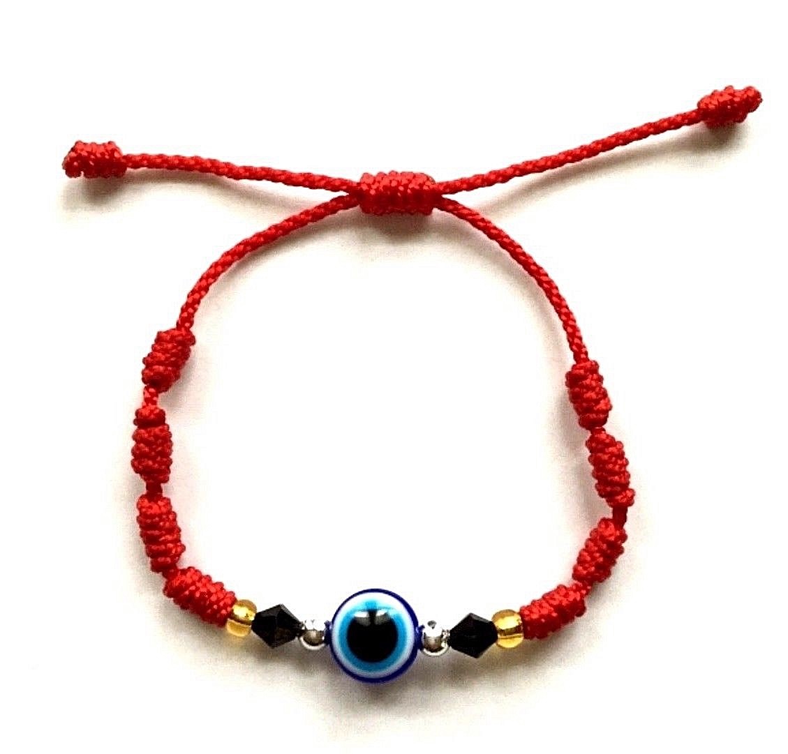 Red string blue evil eye bracelet luck,protection adjustable adults, kids -B132