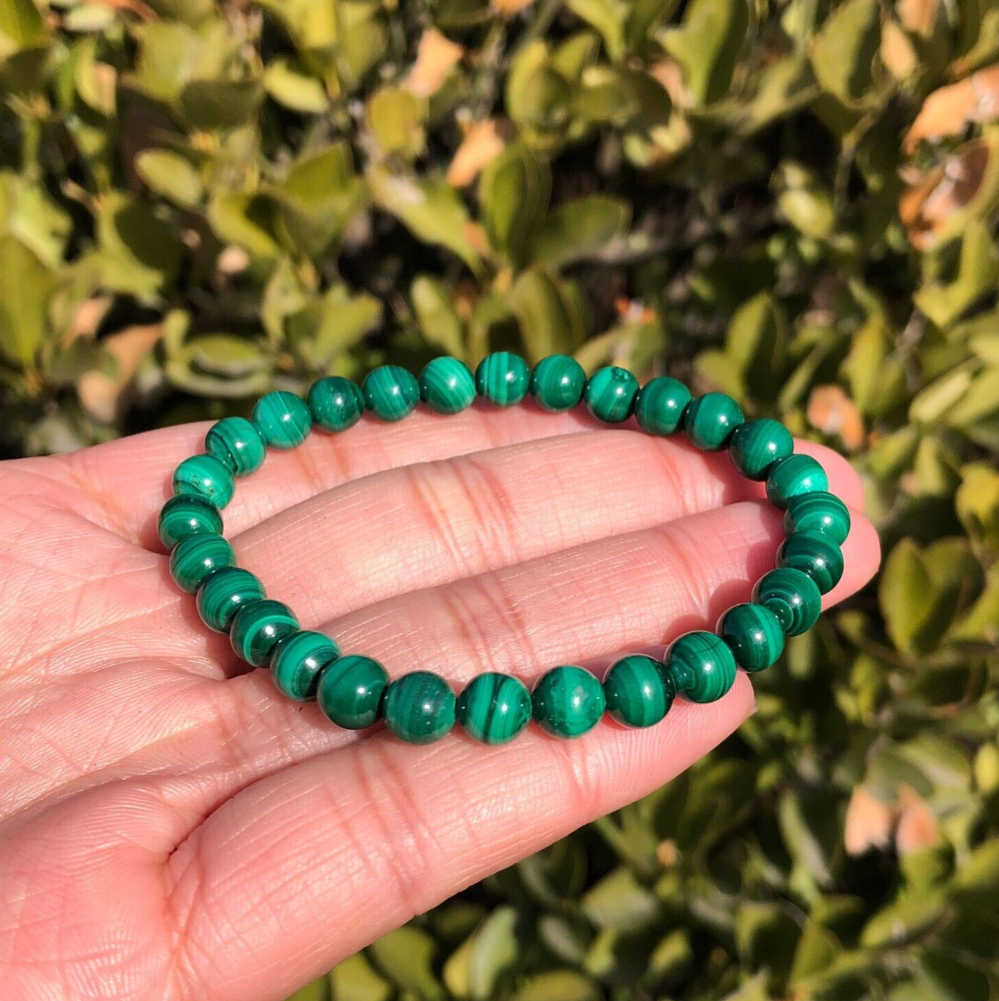 6MM Genuine Malachite Round Beads Healing Reiki Balance Women Stretch Bracelet