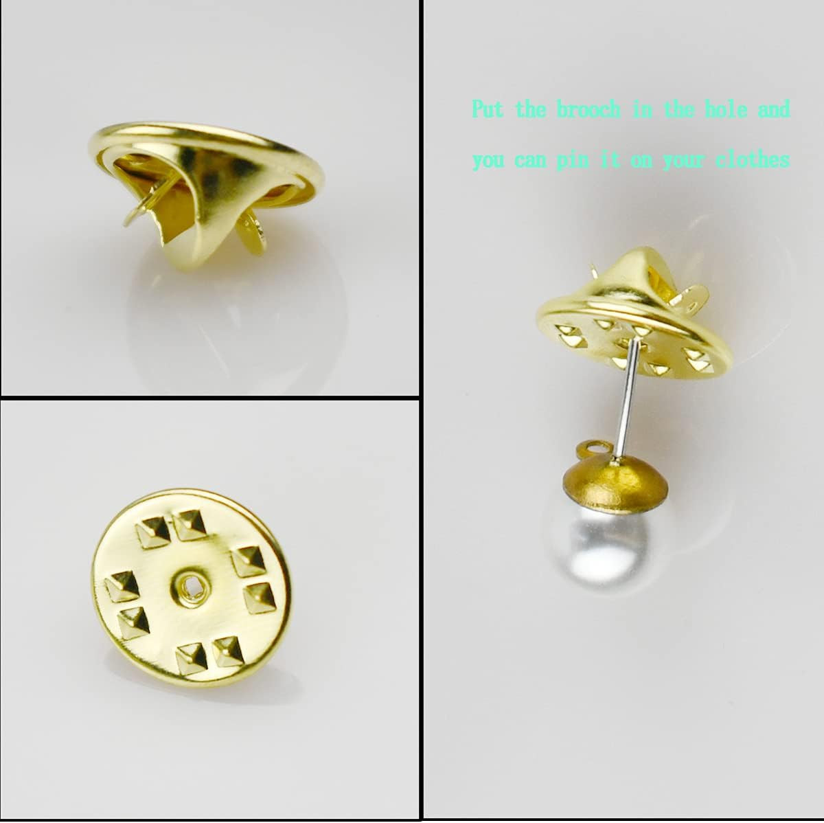 100PCS Pin Backs, Metal Locking Brass Clutch for Brooch Tie Gold