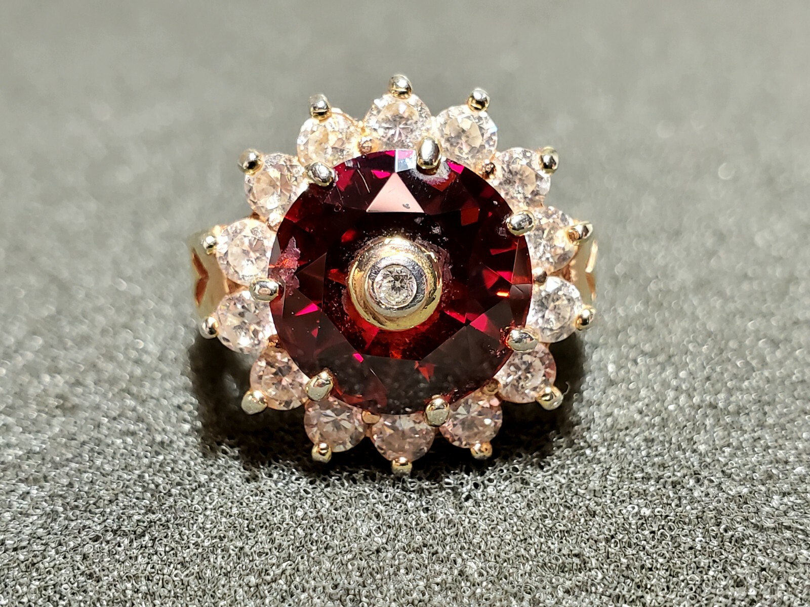 Evil Eye .925 S/S Vermeil Simulated Red Ruby w/White Zircons, Size 9, Signed