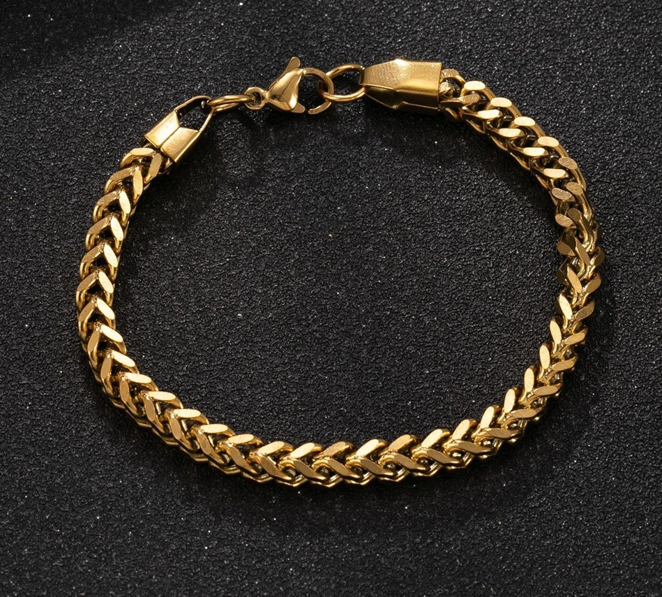 3PCS Fashion Mens Stainless Steel Twisted Punk Cube Chain Bracelets 20cm