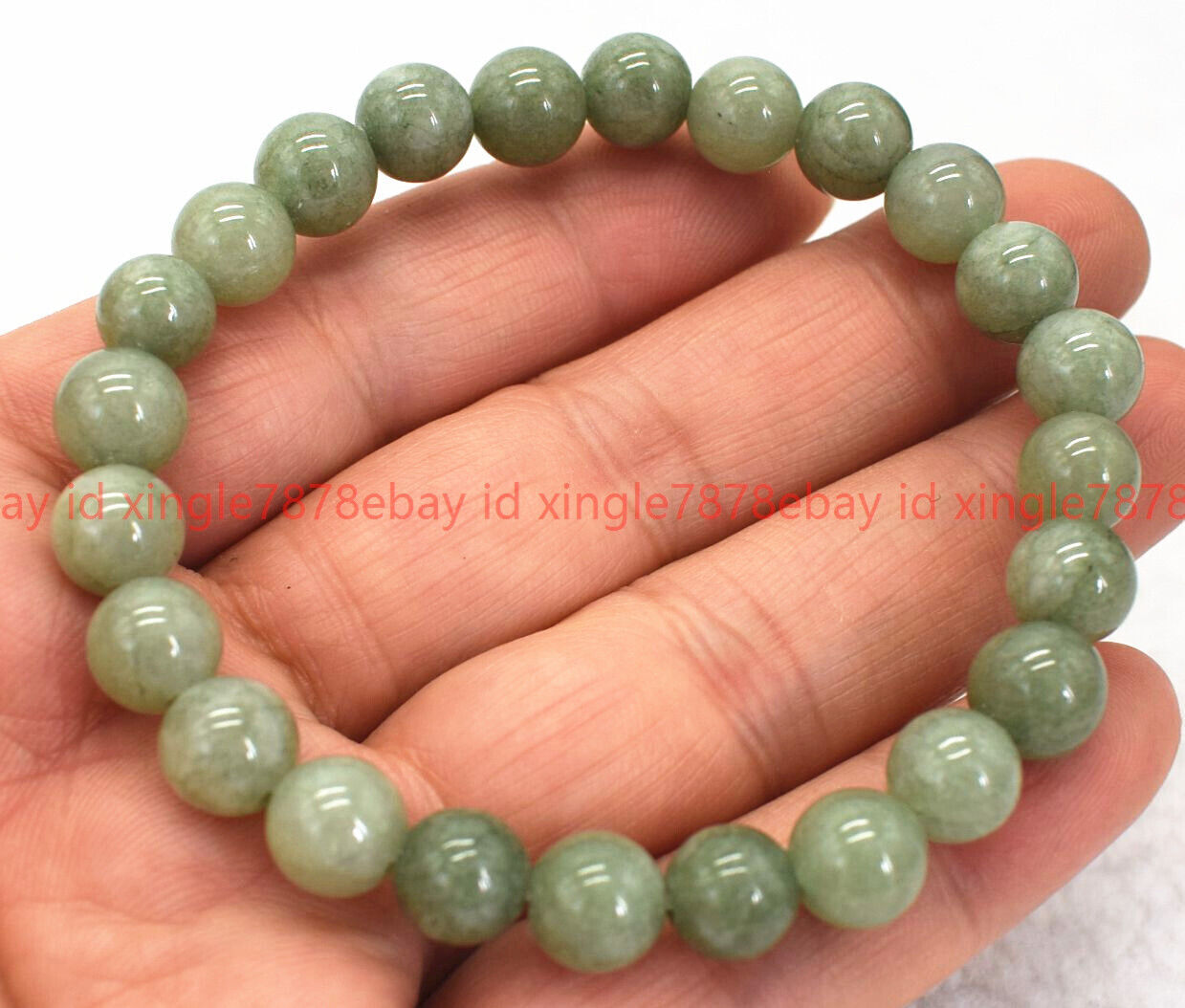 Natural 6/8/10/12mm A Green Jade Gemstone Round Beads Stretch Bracelet 7-9in