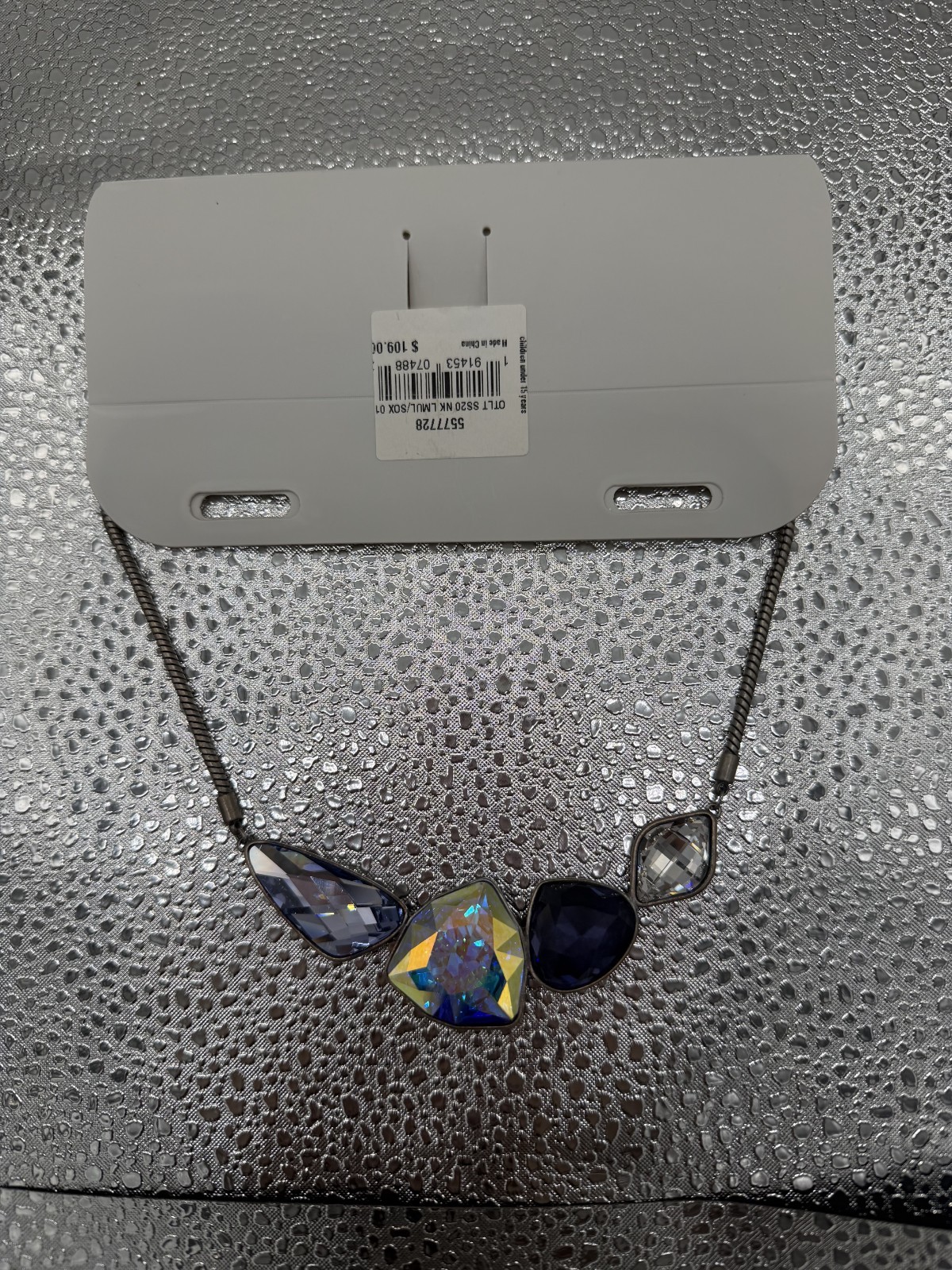 Iridescent & Blue Crystal Statement Necklace