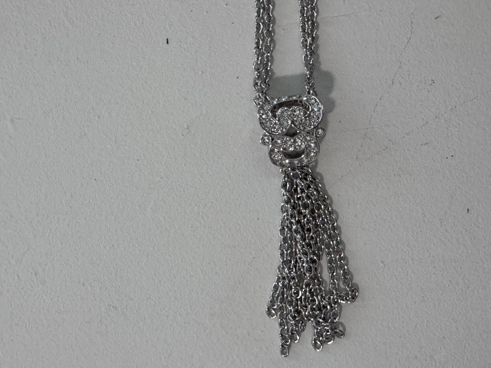 Touchstone crystal by Swarovski sliver Tassel Necklace