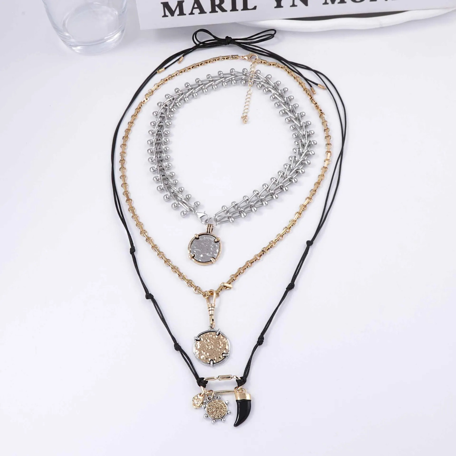 Stacked Chain Necklace Multi Layer Geometric Snake Chain Statement Jewelry