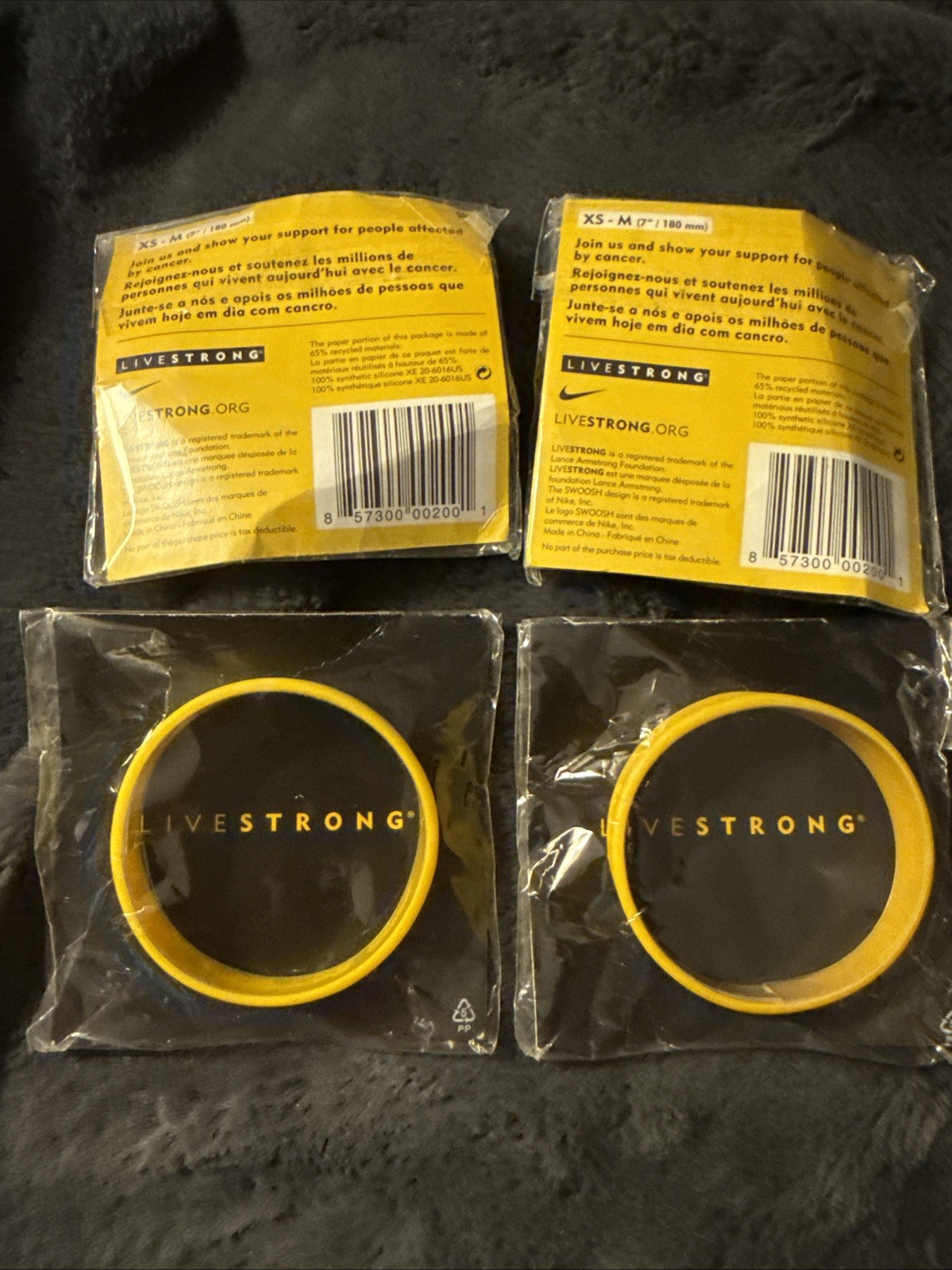 Lot Of 4 Nike LIVESTRONG Authentic Wristband Bracelet NEW XS-M 7″ 180mm