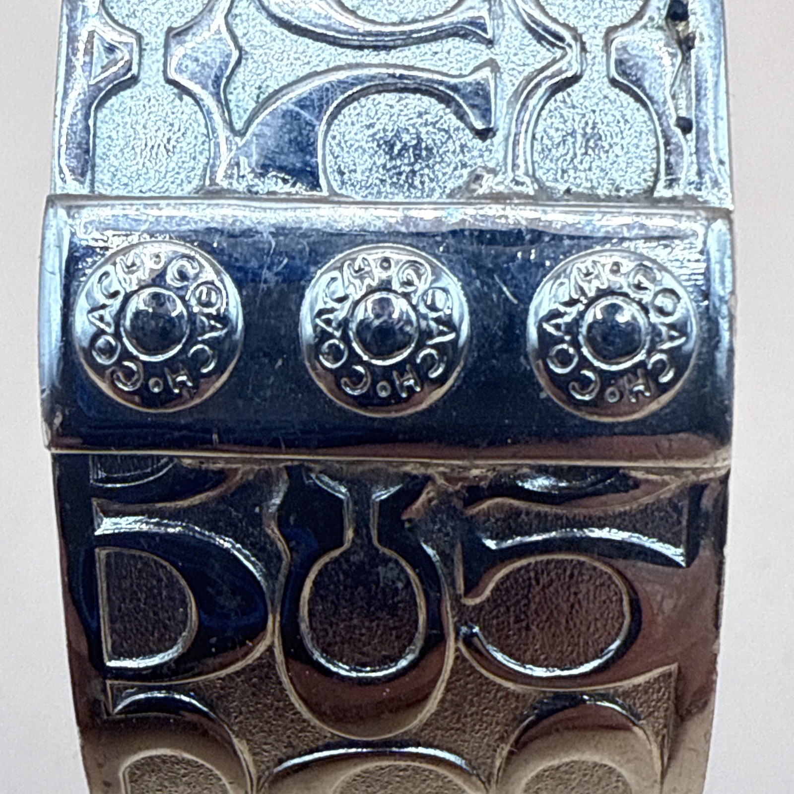 Silver Coach Signature Bangle Bracelet Pre-Owned Good Condition