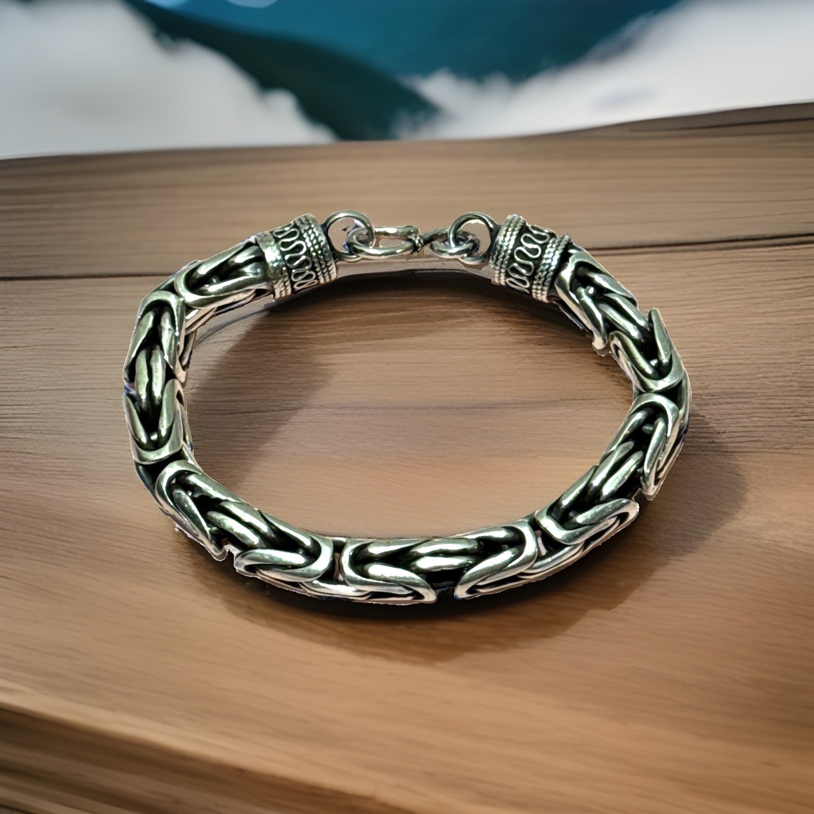Silver 925 Bracelet Bizantine 9 1/2 inches long 102 grams / 3.60 oz