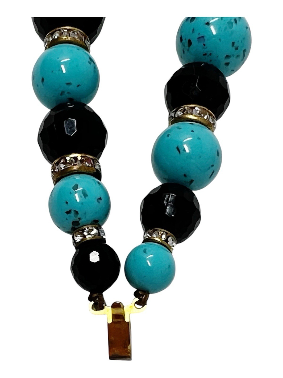 Vintage Style Multi-Strand Acrylic Beaded Bracelet Turquoise Blue Black Color