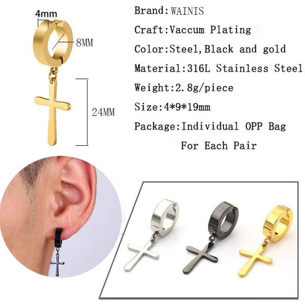 WAINIS 12 Pairs Magnetic Earrings Stainless Steel Non-Pierced Men Women