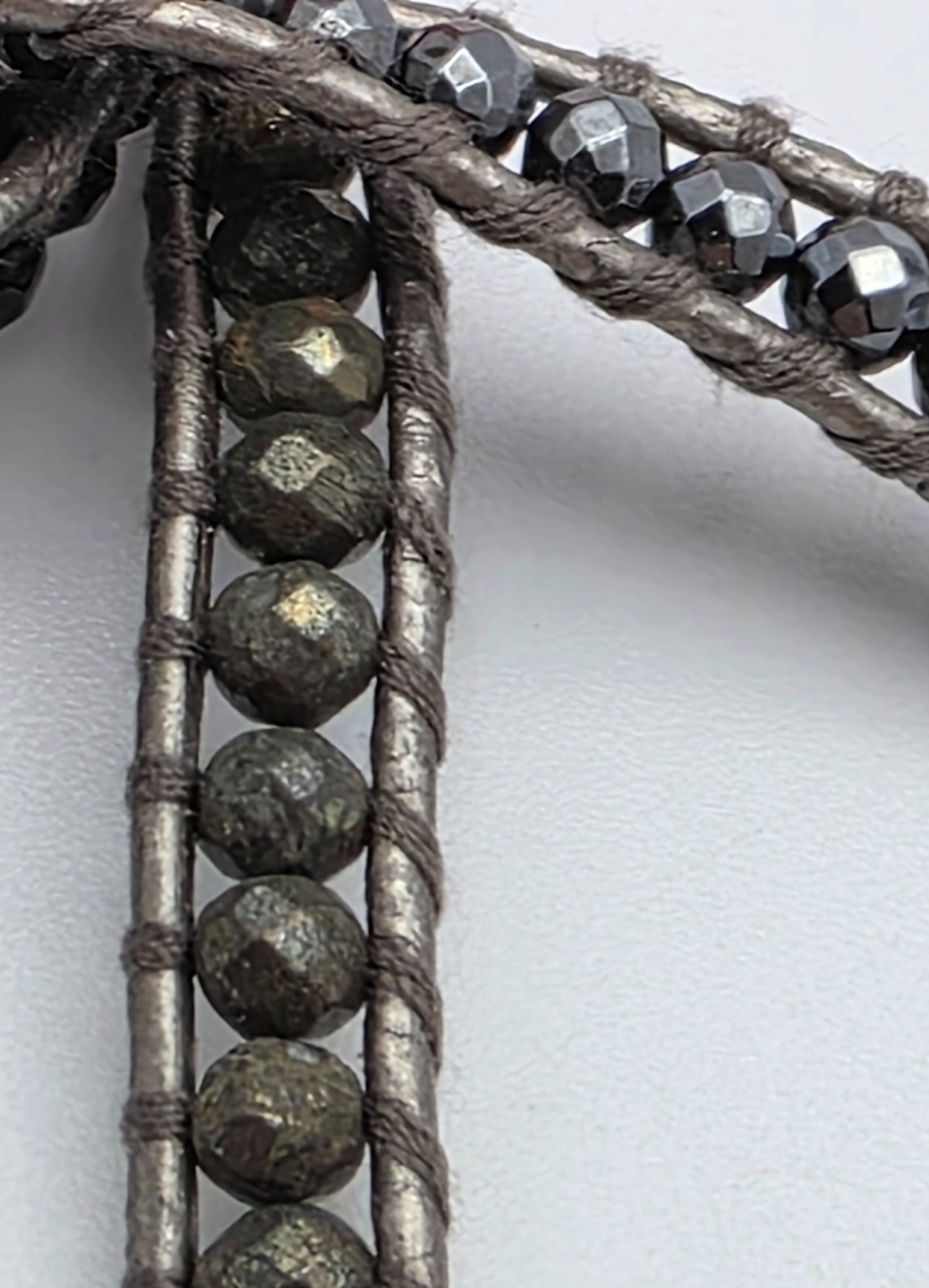 Lizou Bullet Wrap Bracelet Hematite Crystal Gray 35in Adjustable Toggle