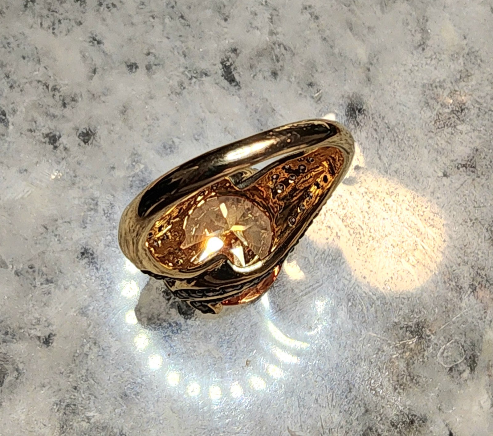 Sterling Silver Gold Plated Ring Size 7 Sparkle Canary Gemstone Pink CZ